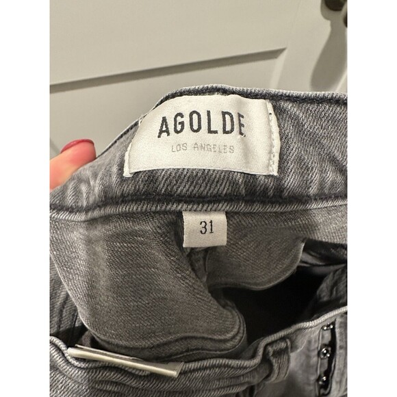 Women’s AGOLDE Sz 31 Light Fade Black Straight Leg Jean High Rise Denim EUC - Picture 3 of 4